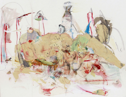 Haeri Yoo – Running Pit - Untitled, 2012. Mixed media, collage on paper, 32 x 40 in.